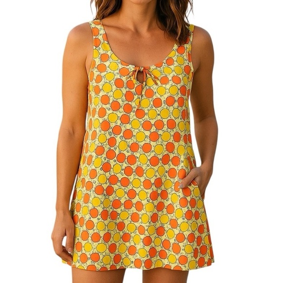 BEBOP Be you be free Dress Mini Fruit Oranges Lemons Tank style Pull over NEW - Picture 1 of 5